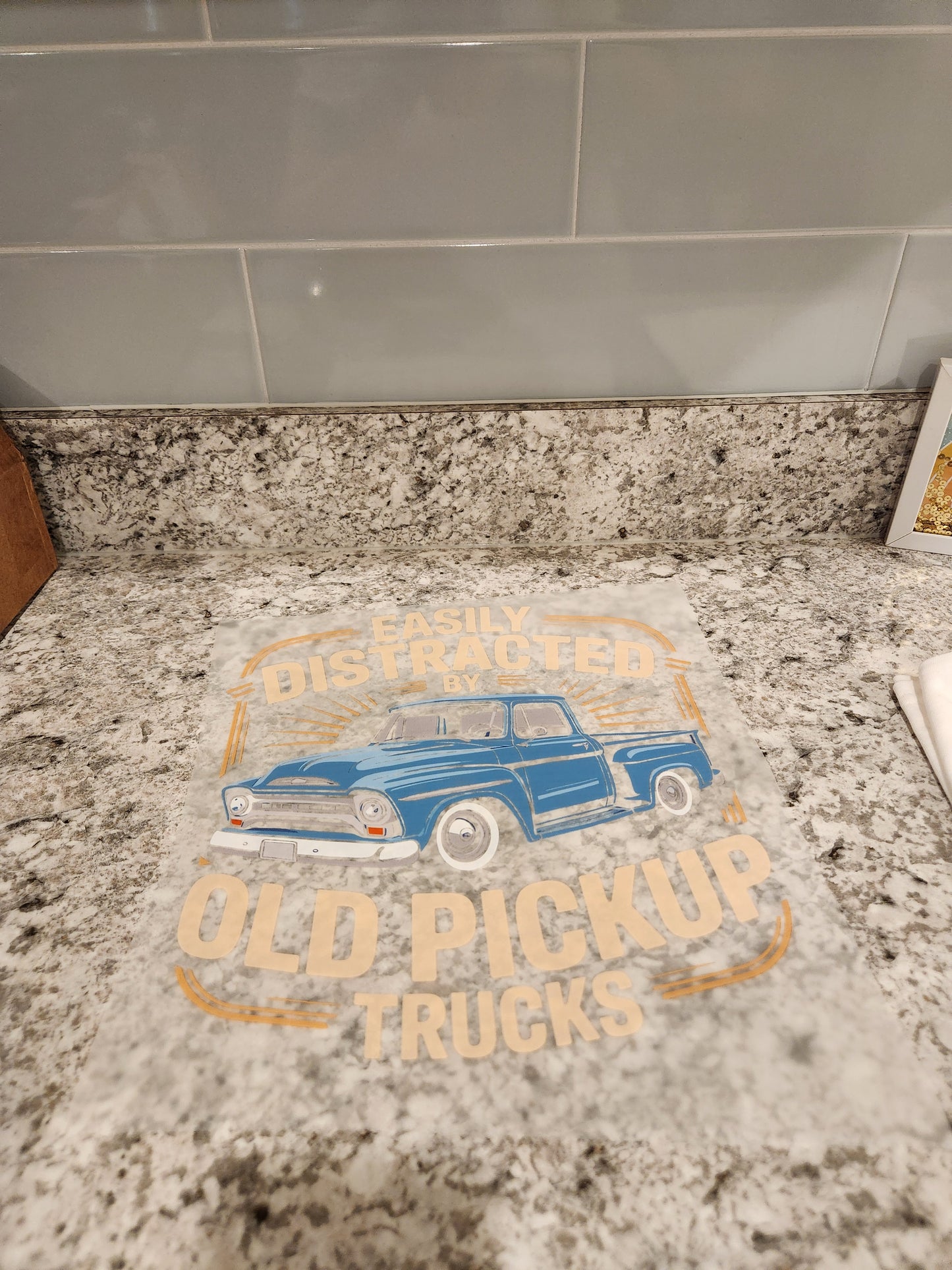 Custom "Easily Distracted old pickup truck" DTF Transfer