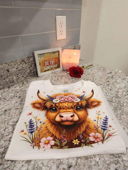 Floral Highland Cow DTF Transfer – Customers Choice Apparel