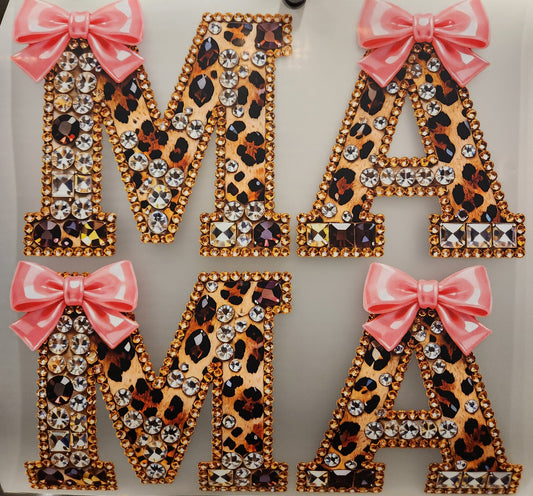 Mama pink bow leopard