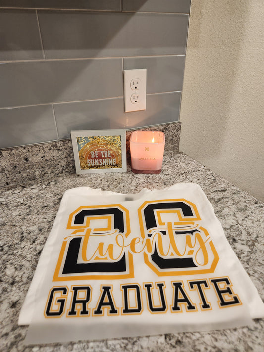Custom "yellow black 2026 Grad" DTF Transfer