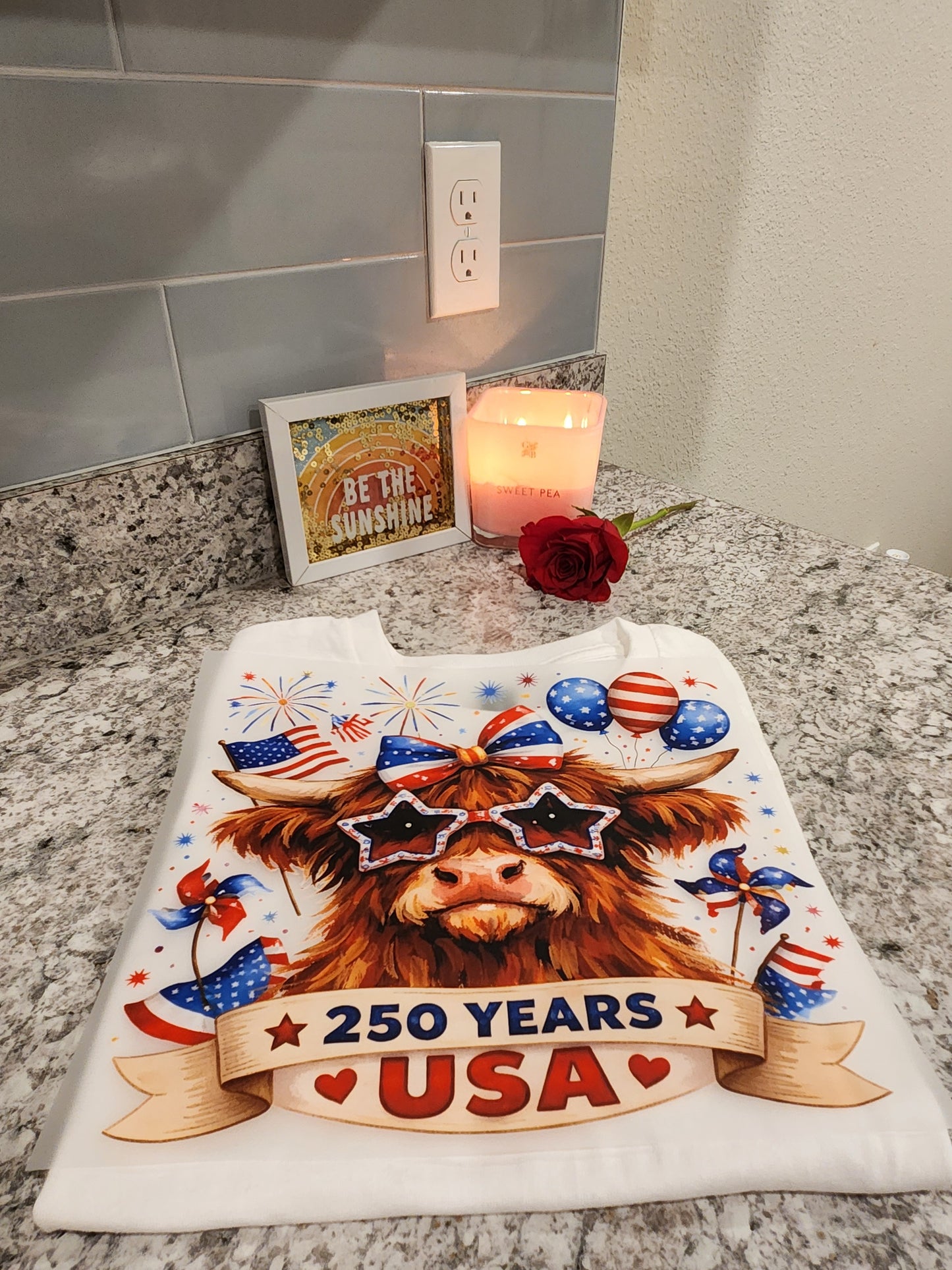 Patriotic Highland Cow DTF Transfer- Customize Apparel